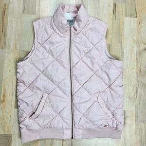 Dickies Quilted Vest‎ Puffer Sleeveless Jacket Full Zip Pink Women's L
